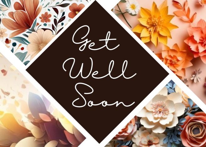 Get Well Soon Greeting Card - Collage Floral Multicolor