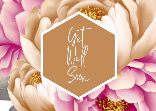 Get Well Soon Greeting Card - Cream Beige Lavender Floral Watercolor