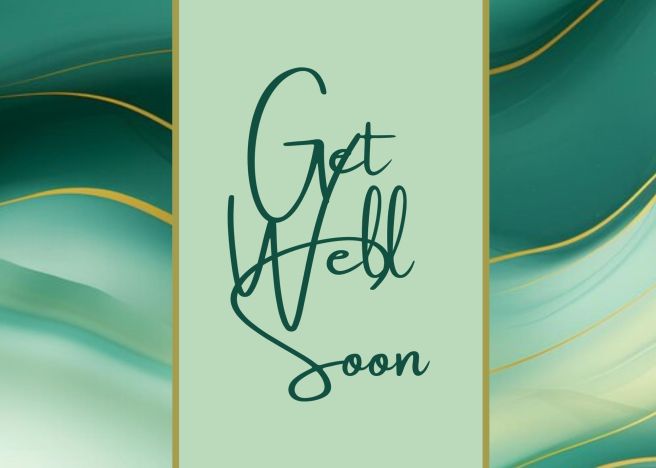 Get Well Soon Greeting Card - Mint Marble Abstract