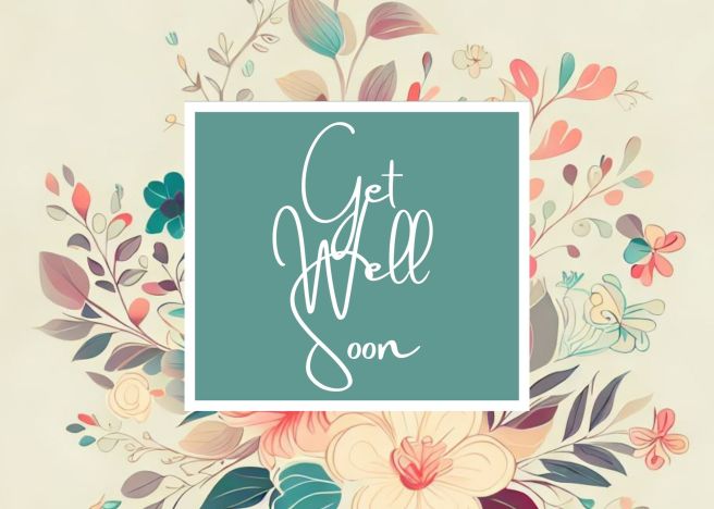 Get Well Soon Greeting Card - Watercolor Floral Mint