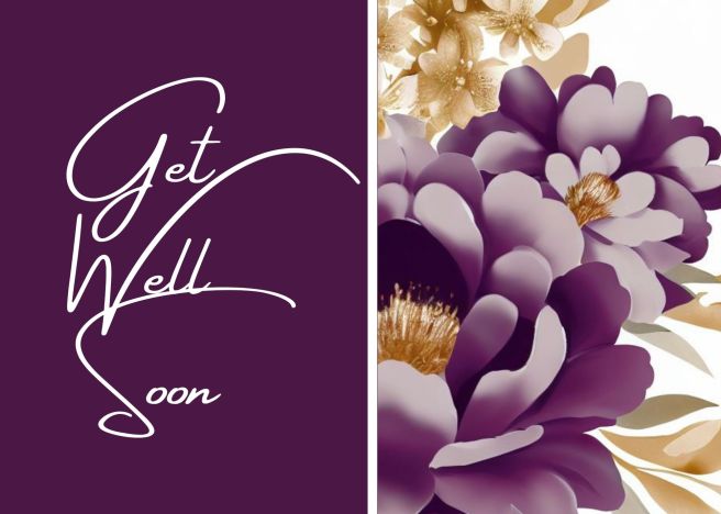 Get Well Soon Greeting Card - Watercolor Purple White