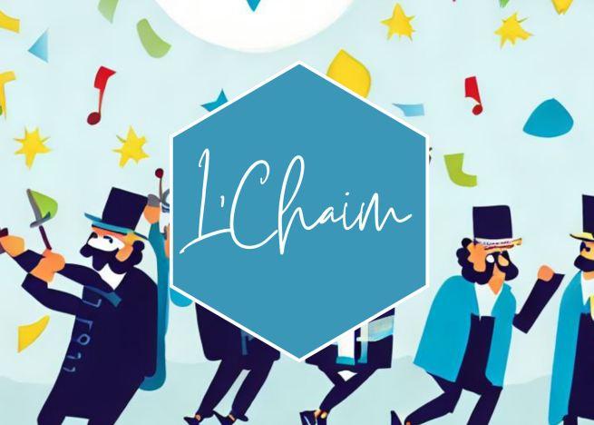 L'Chaim Greeting Card - Light Blue Jewish Rabbi Dancing