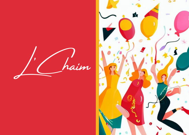 L'Chaim Greeting Card - Red Multicolor Joyous Jewish Celebration