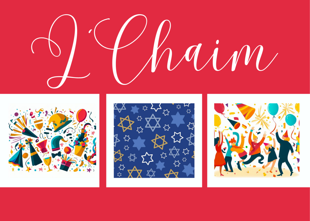 L'Chaim Greeting Card - Square Red White Jewish Party