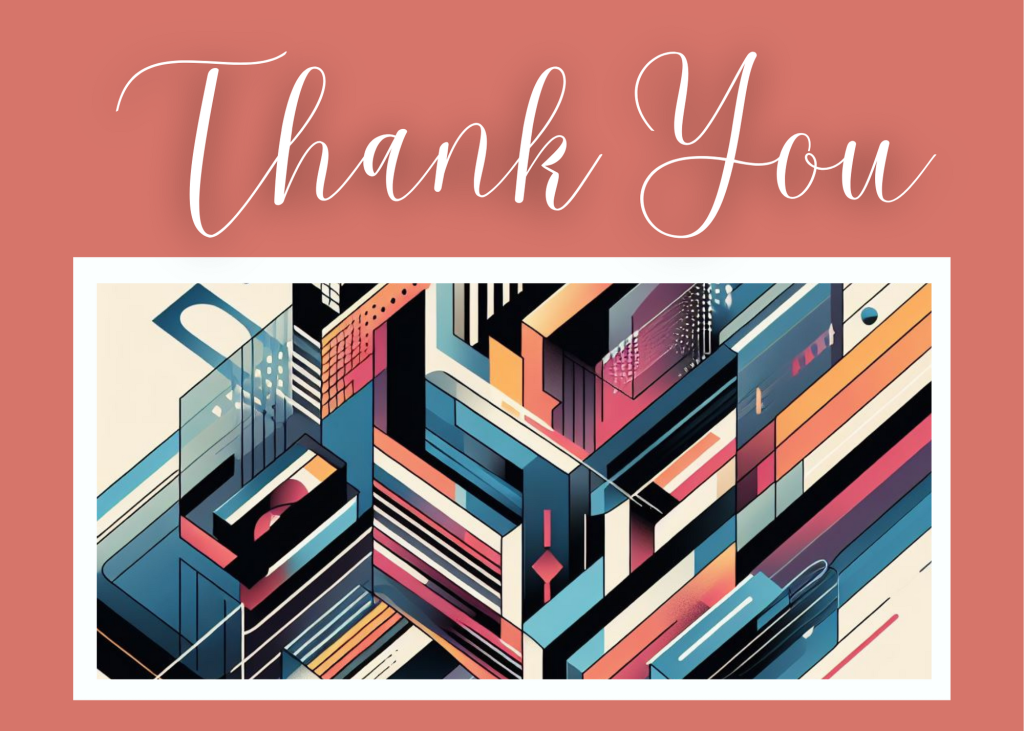Thank You Greeting Card - Abstract Cubist Multicolor Pink