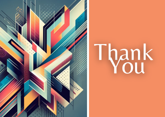 Thank You Greeting Card - Abstract Cubist Multicolor Peach